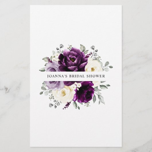 ナス紫プラムアイボリーブライダルシャワーゲーム (裏面)