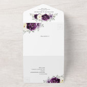 ナス紫プラムアイボリーホワイトフローラズ オールインワン招待状 (外側)