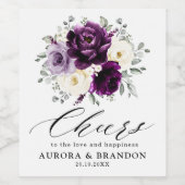 ナス紫プラムアイボリーホワイトフローラズ ワインラベル (シングルラベル)