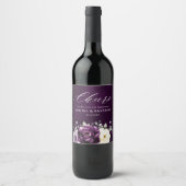 ナス紫プラムアイボリーホワイトフローラ結婚ズウィー ワインラベル (正面)