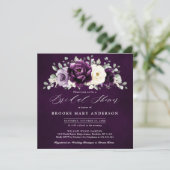 ナス紫プラムアイボリーホワイトブライダルシャワーイン 招待状 (スタンド正面)