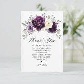 ナス紫プラムアイボリーホワイトブライダルシャワー サンキューカード (スタンド正面)