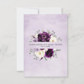 ナス紫プラムアイボリーホワイトブライダルシャワー サンキューカード (裏面)