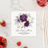ナス紫プラムアイボリーホワイトブライダルシャワー スタンダードカクテルナプキン (インサイチュ)