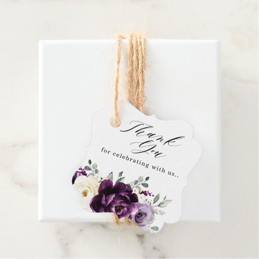 ナス紫プラムアイボリーホワイト結婚ズサンキュー フェイバータグ (インサイチュ)