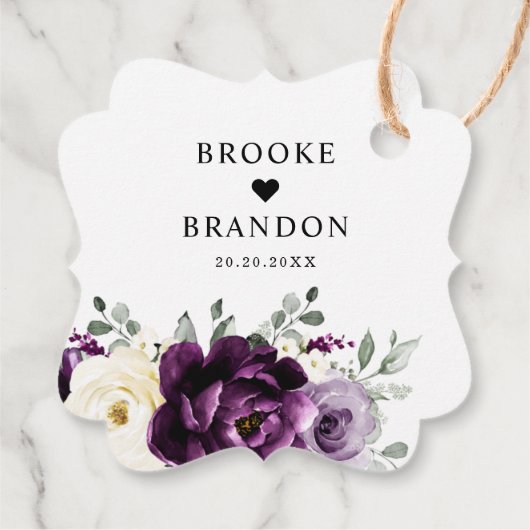 ナス紫プラムアイボリーホワイト結婚ズサンキュー フェイバータグ (裏面)