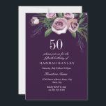 ナス紫プラムバラ女性50誕生日 招待状<br><div class="desc">ナス紫プラムバラ女性50th誕生日招待状マッチングコレクションのニッチとネストストア。デザイン提供: https://www.etsy.com/shop/SmallHouseBigPony</div>