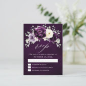 ナス紫色の梅アイボリーホワイトフローラRSVPポスト ポストカード (スタンド正面)