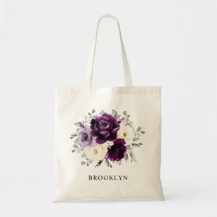ナス紫色の梅アイボリー白の花嫁の贈り物T トートバッグ