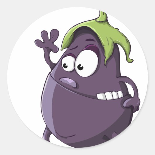 ナス紫色の野菜の目 ラウンドシール (正面)