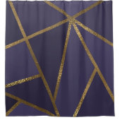 ナス紫金ゴールドブロンズジオメトリグラムシック シャワーカーテン (正面)