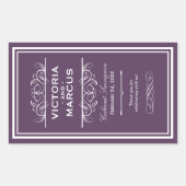 ナス結婚のワインボトルモノグラムの好意 長方形シール (正面)