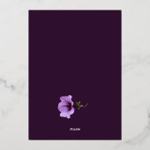 ナス色のプラムの花 箔招待状 (裏面)