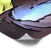 ナス芸術的ブラック輪郭アート ポスター (角)