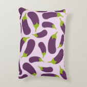 ナス茄子紫色の野菜パターンデザイン アクセントクッション (裏面(縦))