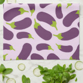 ナス茄子紫色の野菜パターンデザイン キッチンタオル (折り畳み)