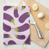 ナス茄子紫色の野菜パターンデザイン キッチンタオル (四つ折り)
