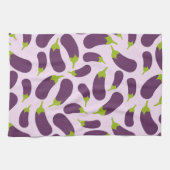 ナス茄子紫色の野菜パターンデザイン キッチンタオル (横)