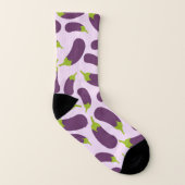 ナス茄子紫色の野菜パターンデザイン ソックス (左内側)