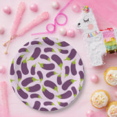 ナス茄子紫色の野菜パターンデザイン ペーパープレート (パーティー)