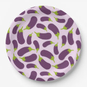 ナス茄子紫色の野菜パターンデザイン ペーパープレート (正面)