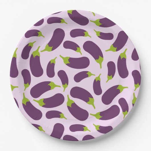 ナス茄子紫色の野菜パターンデザイン ペーパープレート (正面)