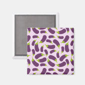 ナス茄子紫色の野菜パターンデザイン マグネット (正面/裏面)