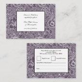 ナス薄紫RSVPおよびギフトレジストリ100パックセット エンクロージャーカード (正面/裏面)