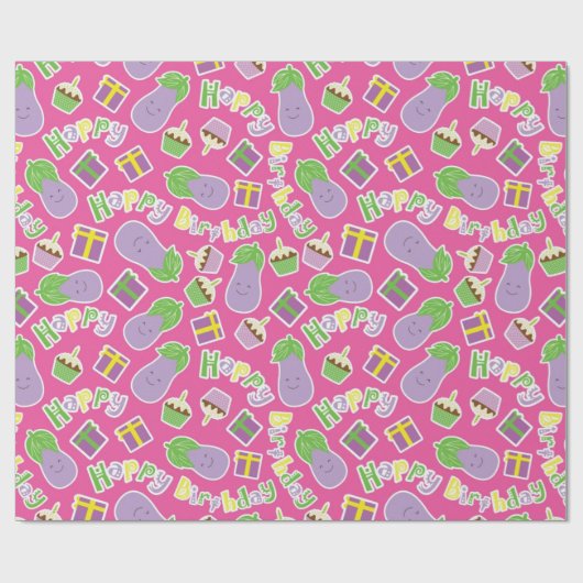 ナス誕生日模様 ラッピングペーパー (フラット)