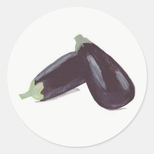 ナス野菜の水彩料理シェフキッチン ラウンドシール (正面)