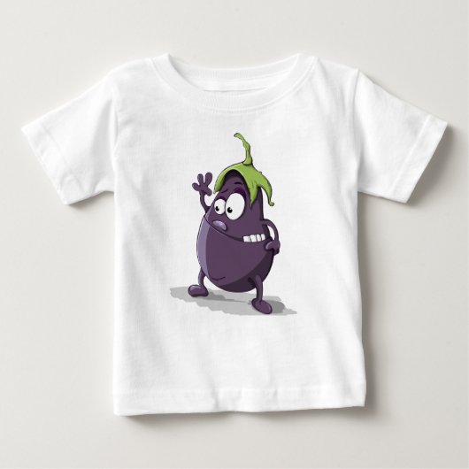 ナス野菜キャラクターベビーTシャツ ベビーTシャツ (正面)