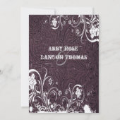 ナス革及びホワイトレース結婚式招待状 招待状 (裏面)