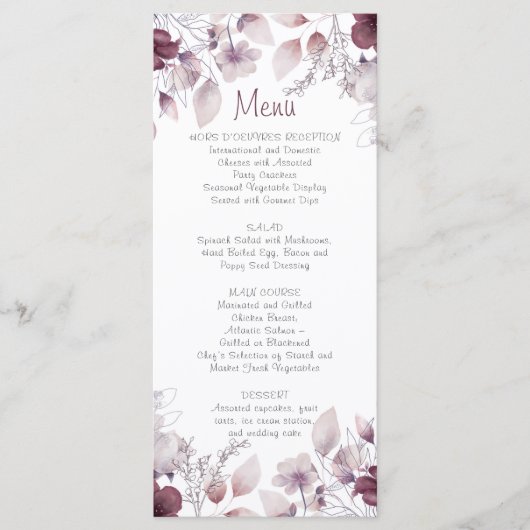 ナス、ほこりっぽい紫、メイブピンクフローラ メニュー (正面)