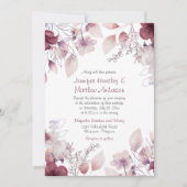 ナス、ほこりっぽい紫、メイブピンクフローラ 招待状 (正面)