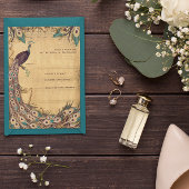 ナス・アクアピーコックヴィンテージ3羽毛 出欠カード