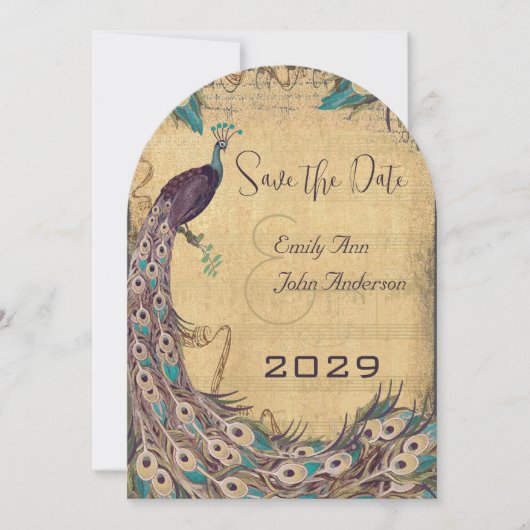 ナス・アクアピーコックヴィンテージ3羽毛 招待状 (正面)