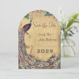 ナス・アクアピーコックヴィンテージ3羽毛 招待状