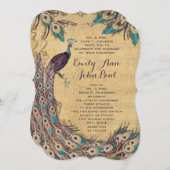 ナス・アクアピーコックヴィンテージ3羽毛 招待状 (正面/裏面)