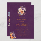 ナス・オレンジフローラエレガントブライダルシャワー 招待状 (正面/裏面)