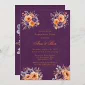 ナス・オレンジフローラエレガント婚約パーティ 招待状 (正面/裏面)