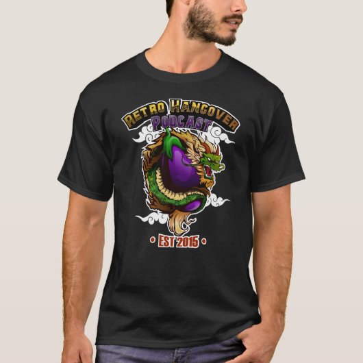 ナス・ドラゴンメンズブラックティーをゴップ Tシャツ (正面)