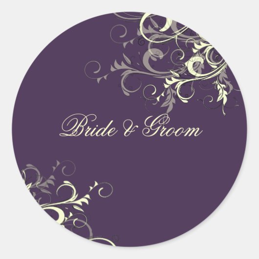 ナス+バニラスワール/DIY背景色 ラウンドシール (正面)