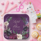 ナス・パープル結婚フローラ紙プレート ペーパープレート (パーティー)