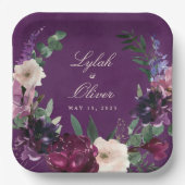 ナス・パープル結婚フローラ紙プレート ペーパープレート (正面)