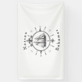 ナソー バハマ諸島 セーリング Tシャツ コンパス 横断幕 (縦)