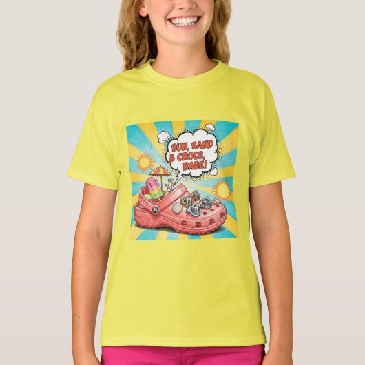 ナタシャ・ユスによるSun, Sand, and Crocs Tシャツ (正面)