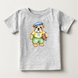 ナタスのサッカーボールを持つ英国のブルドッグパピー ベビーTシャツ