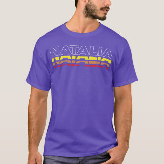 ナタリア 名前 楽しい レトロな夕日 ナタリア Tシャツ