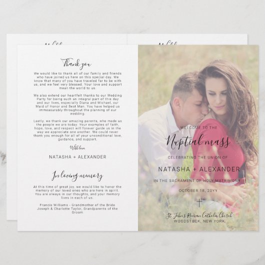 ナターシャカソリッ結婚クスの集団式典礼プログラム (正面/裏面)