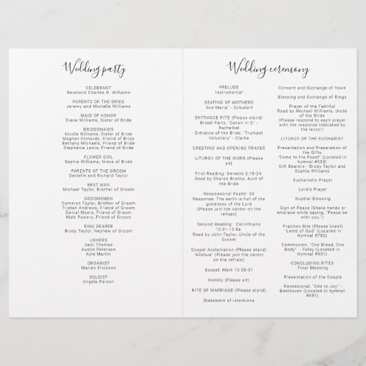 ナターシャカソリッ結婚クスの集団式典礼プログラム (裏面)